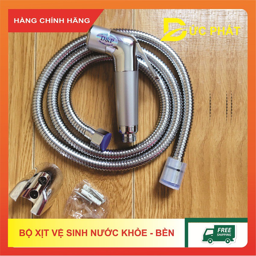 Bộ vòi xịt vệ sinh, vòi xịt nhà tắm siêu bền, nước khoẻ hãng D&amp;P đủ dây và cài gắn tường