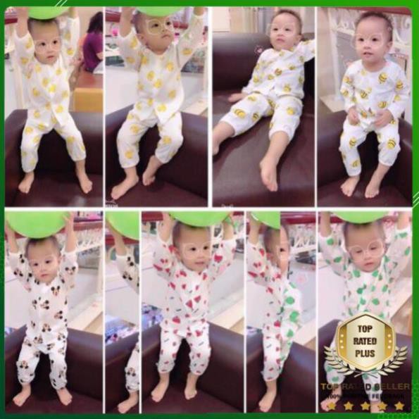 ⚜️𝐅𝐫𝐞𝐞𝐒𝐡𝐢𝐩⚜️ Combo 5 Bộ Cotton Hoa Quả Dài Tay Cài Cúc Giữa Cho Bé Từ 5-15kg - Bộ Đồ Cho Bé