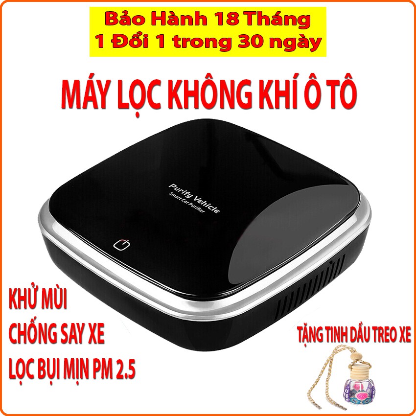 Máy lọc không khí ô tô, máy khử mùi xe hơi, chống say xe, màng HEPA lọc bụi mịn PM2.5, xông tinh dầu, BH 18 tháng