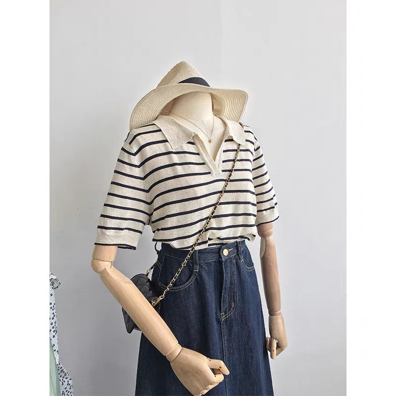 [Mã SMA071008 hoàn 10K xu đơn 0Đ] ÁO LEN MỎNG MONGTAGHI KẺ CỔ BẺ KOREAN AL930 | BigBuy360 - bigbuy360.vn