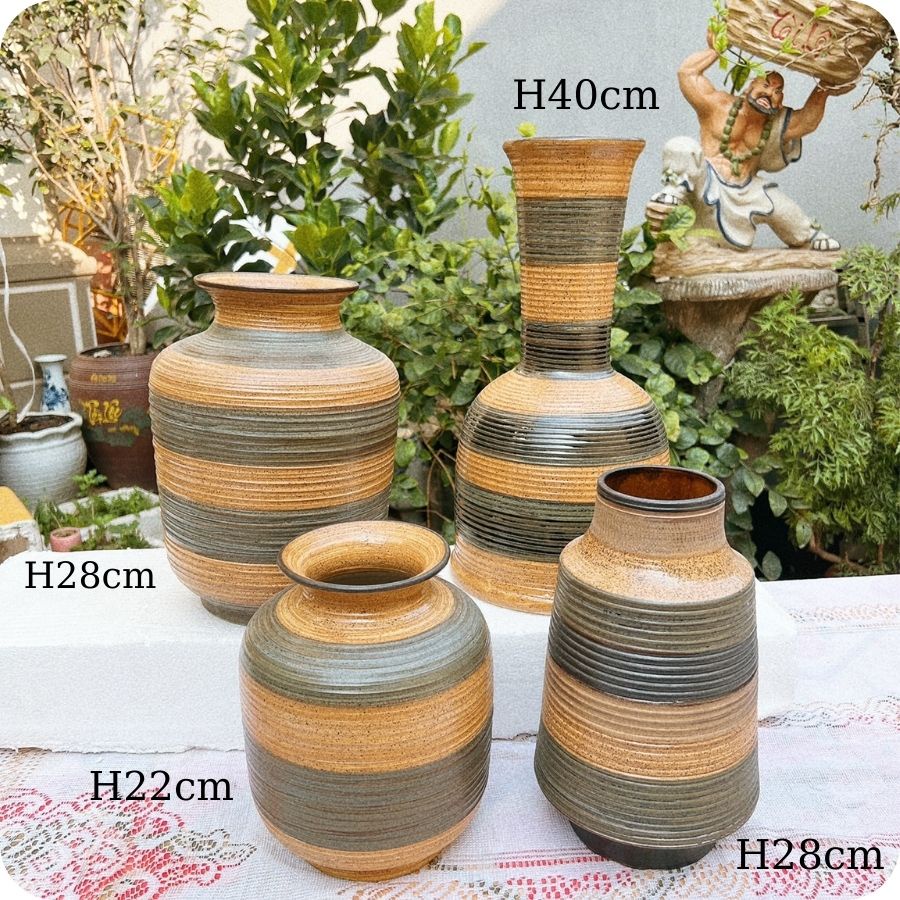 Lọ hoa decor ⚱ Gốm Sứ Bát Tràng ⚱ bình gốm cắm hoa trang trí men khô TT 06.