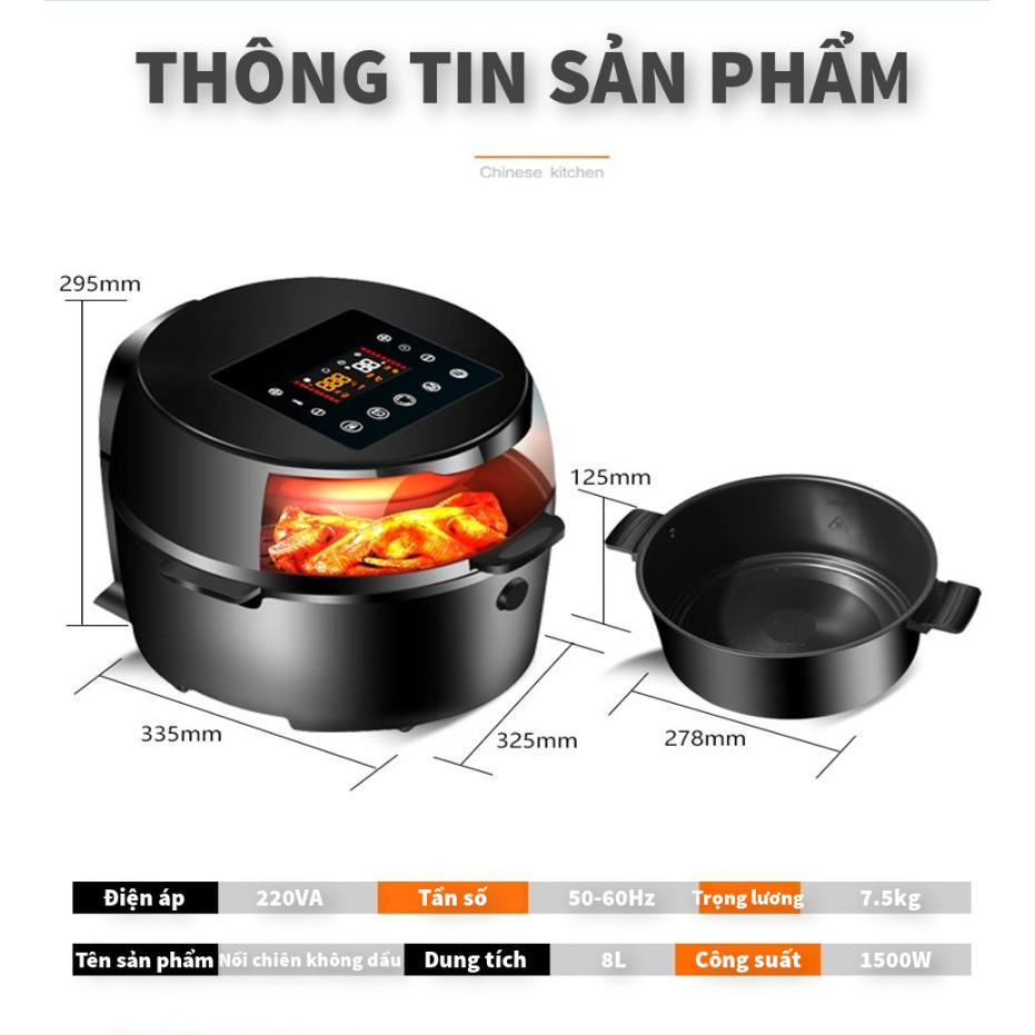 Nồi Chiên Không Dầu CAMEL LY-802 - Công Nghệ Quay 360 độ - Làm Nóng Nhanh - Bảo Hành 12 Tháng