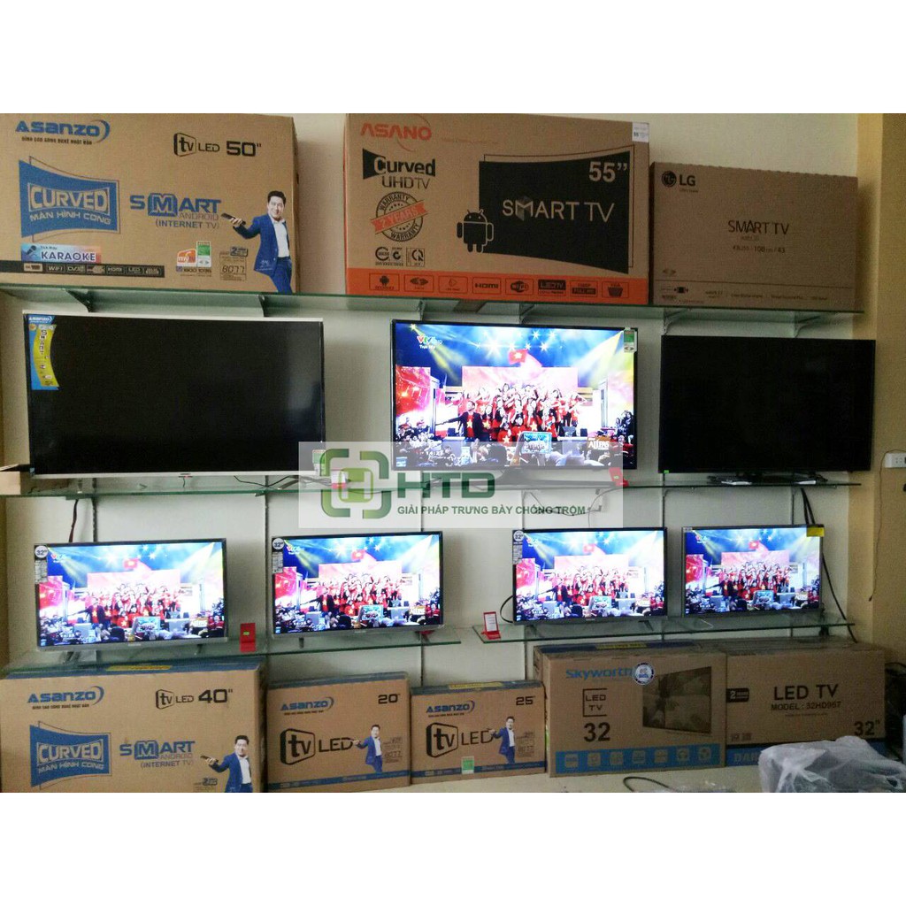 Tay đỡ kính có vấu kết hợp với thanh ray làm kệ trưng bày - Mã TD09