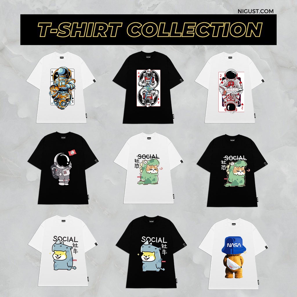 RANDOM PACK T-SHIRT - Áo thun local brand NIGUST form rộng tay lỡ cổ tròn vải cotton cao cấp Fullbox