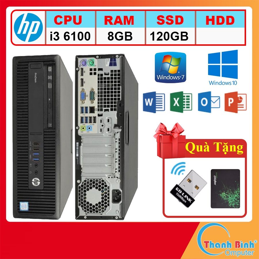 Máy Tính Đồng Bộ 💟ThanhBinhPC💟 Máy Tính Văn Phòng - HP ProDesk 600G2 ( Core I3 6100/ 8GB/ 120G ) - Bảo Hành 12 Tháng.