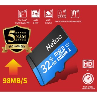 Thẻ nhớ Micro SD Netac 32GB SDHC class 10 Full HD