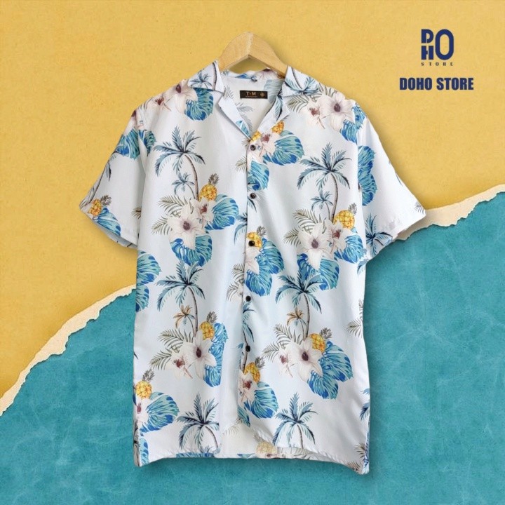 Áo sơ mi nam tay ngắn họa tiết DoHo, chất liệu lụa thoáng mát, thấm hút mồ hôi | BigBuy360 - bigbuy360.vn
