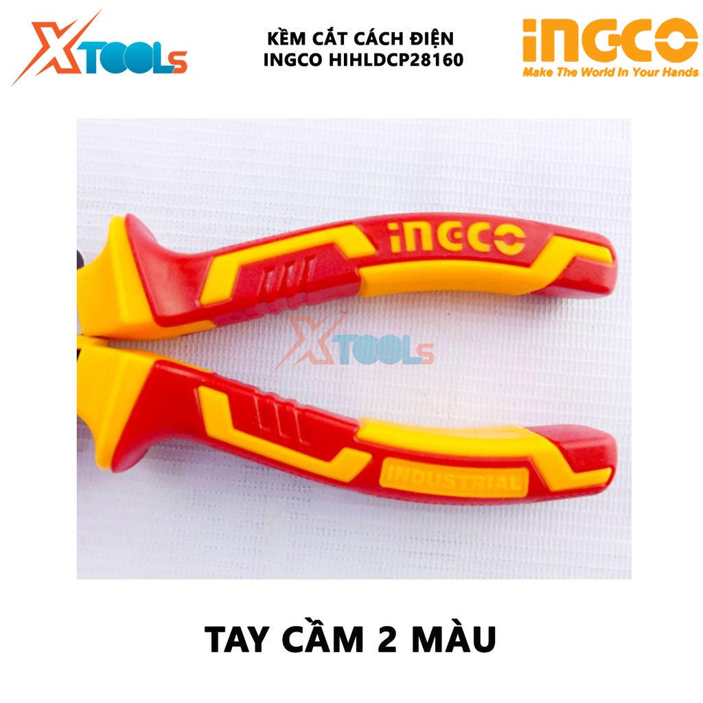 Kìm cắt cách điện cao cấp INGCO HIHLDCP28160 | kềm cách điện Chiều dài kìm 6&quot; (160mm) Tay cầm cách điện lên đến 1000V cắ