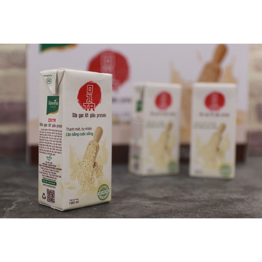 Thùng 30 hộp Sữa gạo lứt giàu protein Ojita 180ml