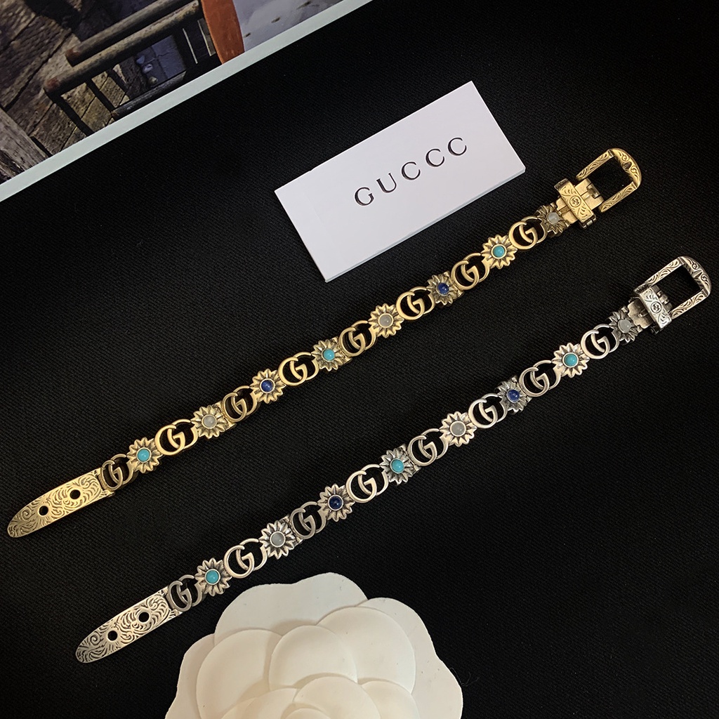 New Retro Letter Bracelet Female Double G Net Red Temperament Female Brass Material Anti-Watch Bracelet