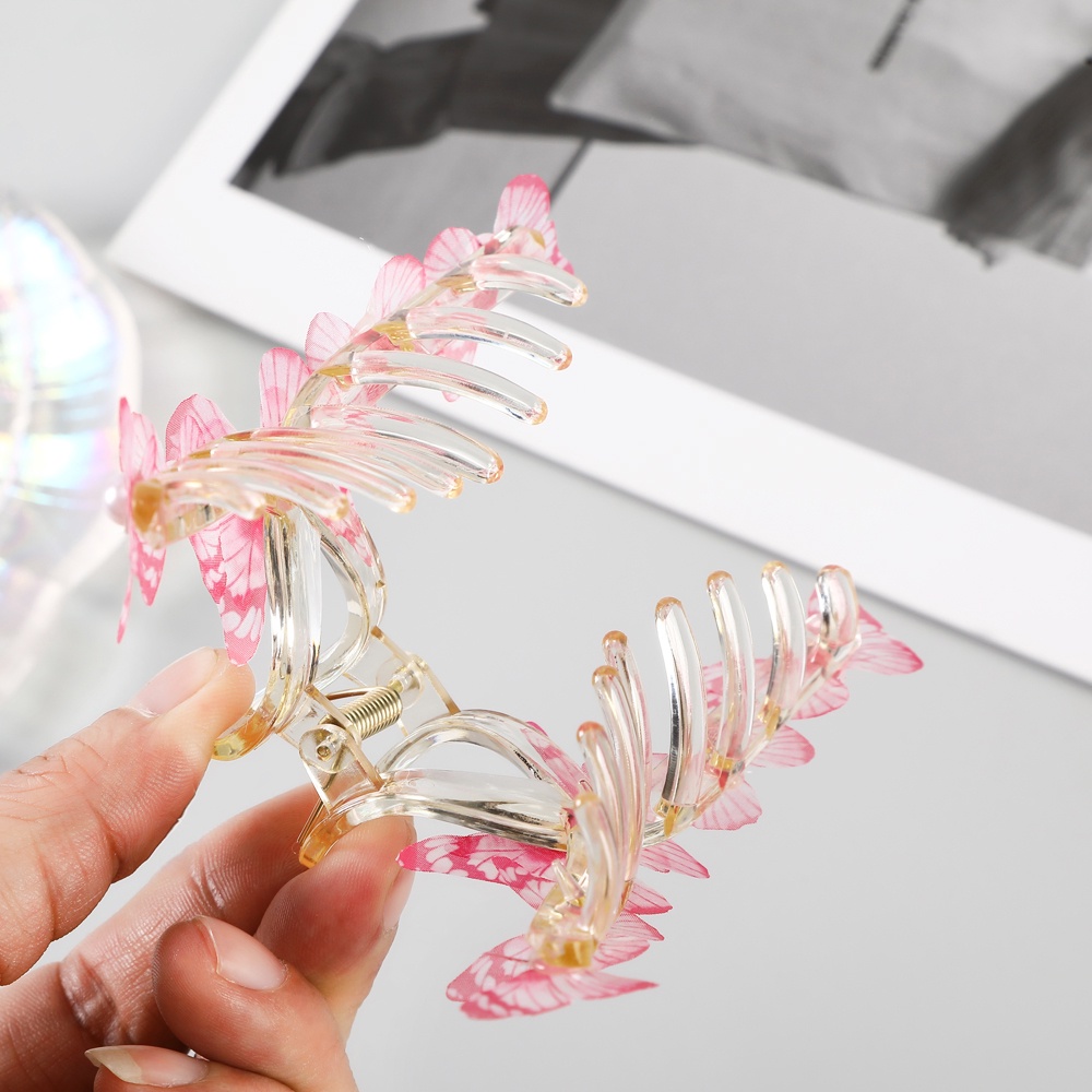 Kẹp tóc Haimeikang hình bướm đính ngọc trai thời trang xinh xắn cho nữ