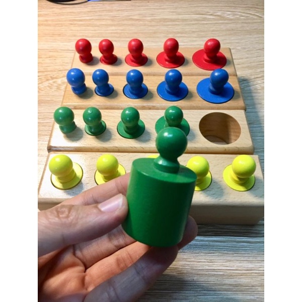 Bộ núm trụ montesorri đồ chơi gỗ thông minh cho bé