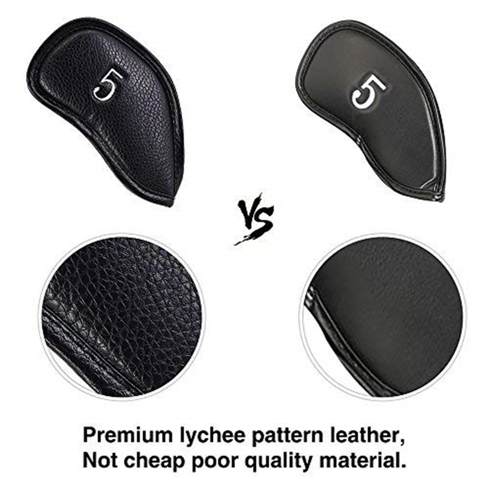 12pcs Soft PU Leather Golf Club Iron Headcover Head Cover Protector Putter Set For Outside Playing