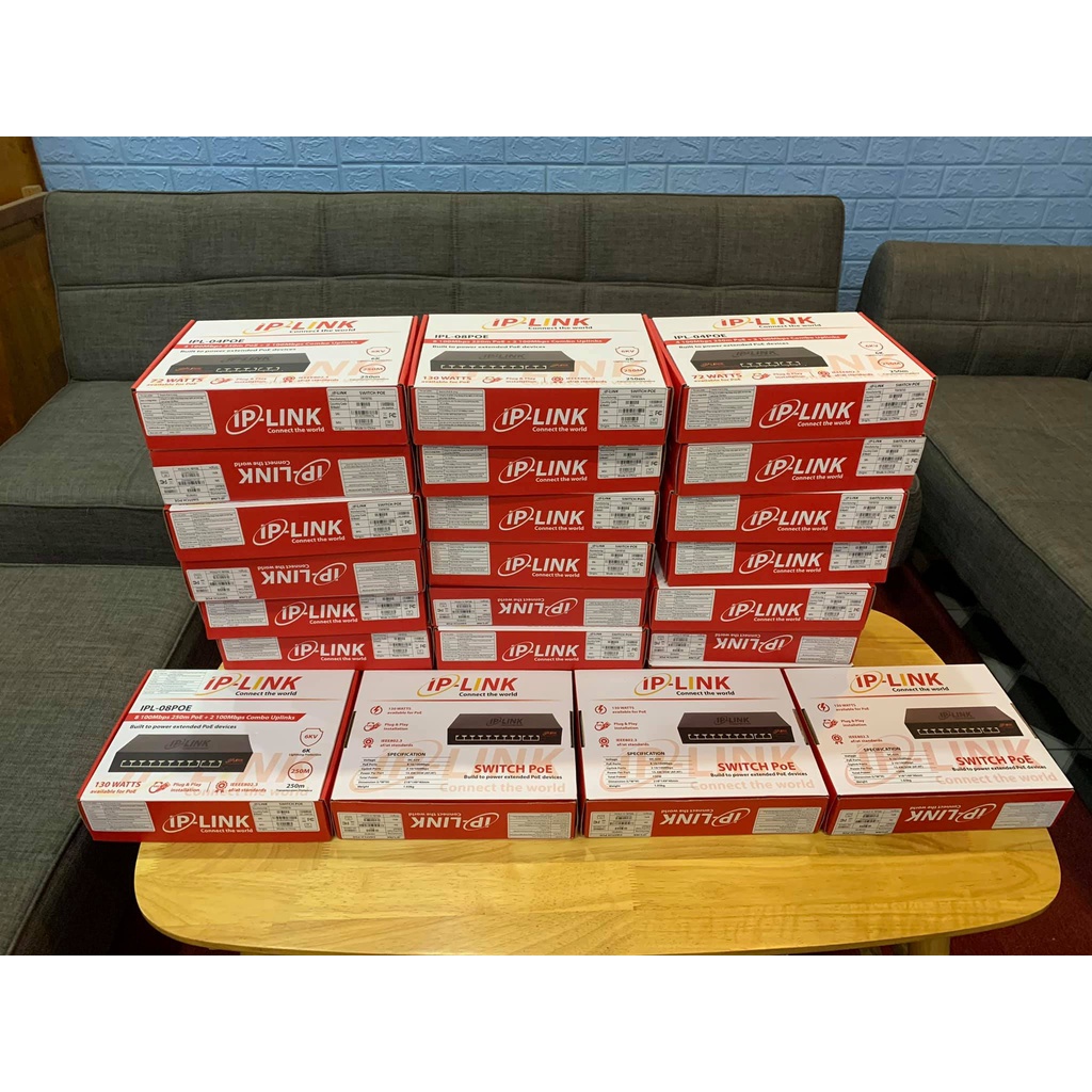 Switch POE IP-Link 4 / 8 Cổng + 2 Cổng Uplink 100Mbps Chống Sét Lan Truyền Hàng Chính Hãng