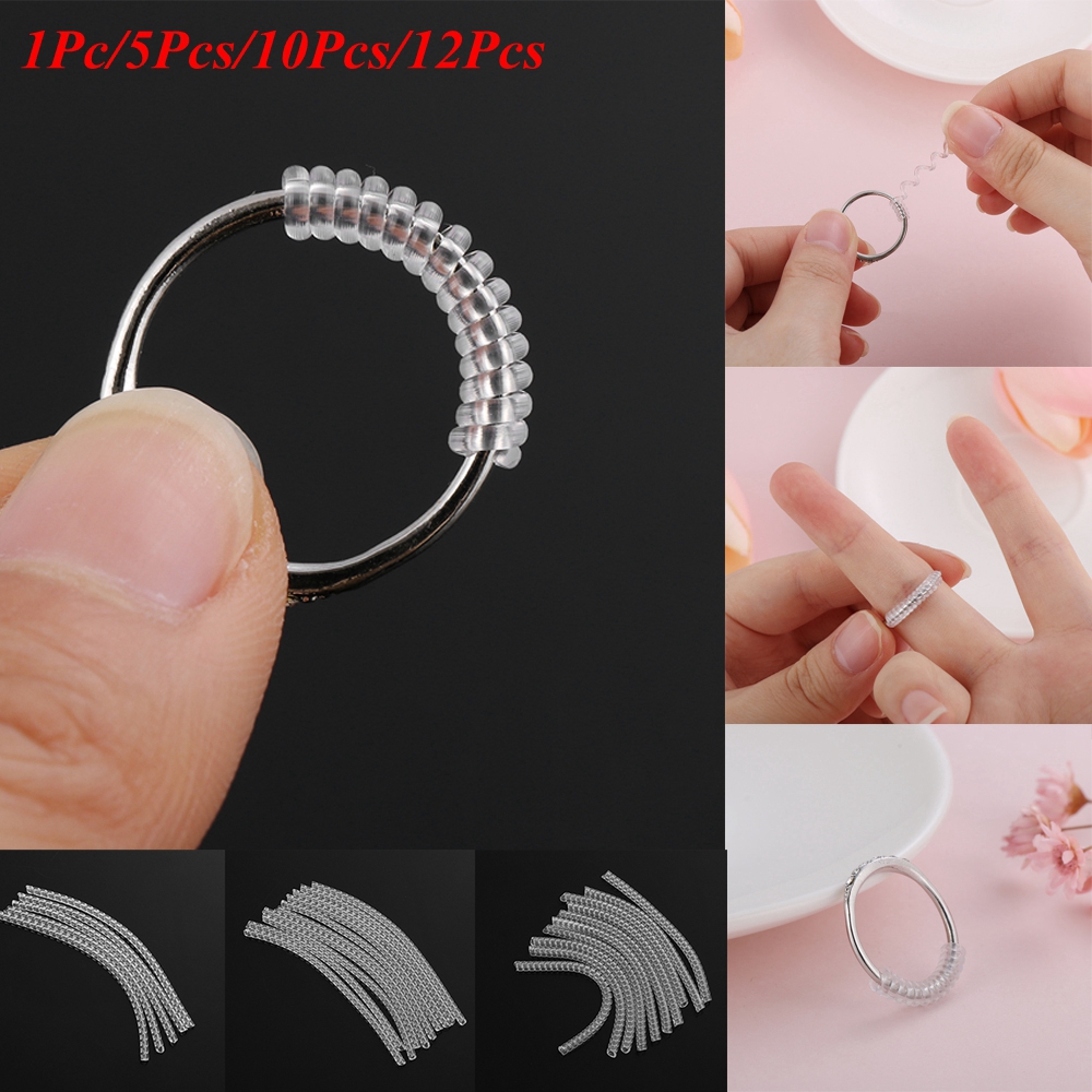 Set 1/5/10/11 dây lò xo bọc nhẫn trong suốt có thể điều chỉnh tiện dụng