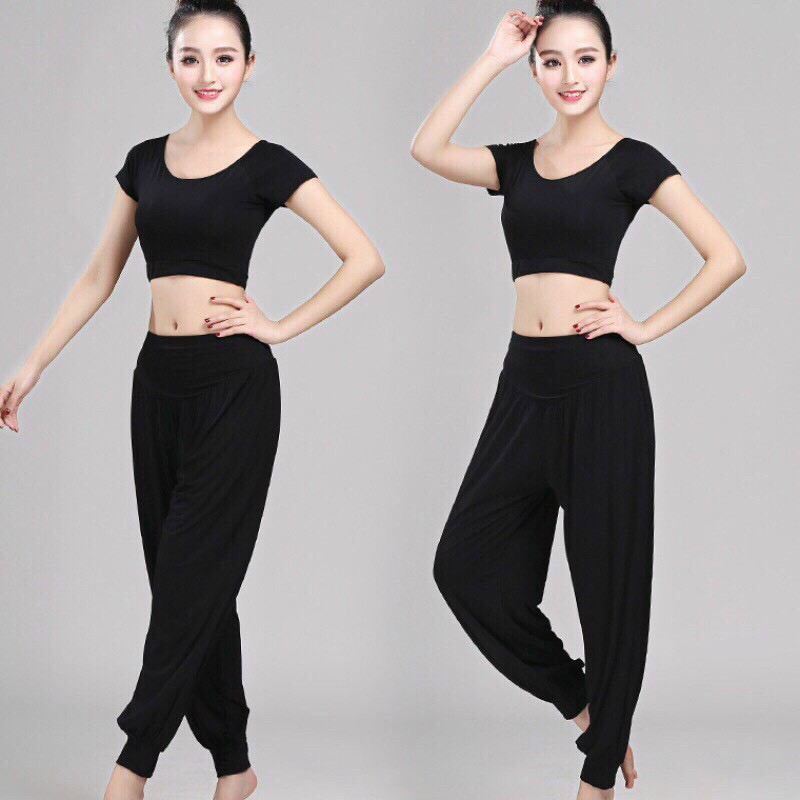 SET CROPTOP CỘC TAY QUẦN ALIBABA TẬP ZUMBA SIÊU HOT