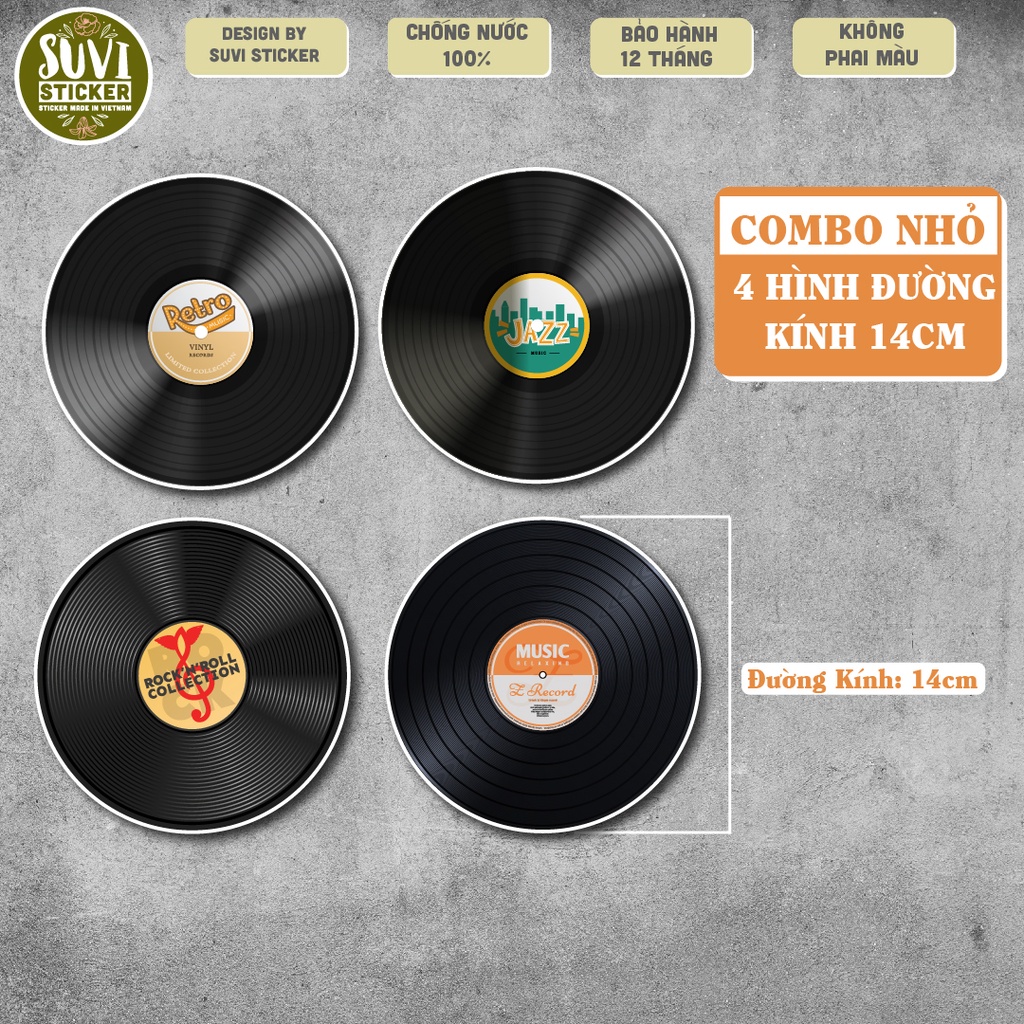 Decal Disc Trang Trí khổ lớn trang trí tường, dán kính, trang trí quán cà phê khổ A4, A5 chống nước. MSP: KL10