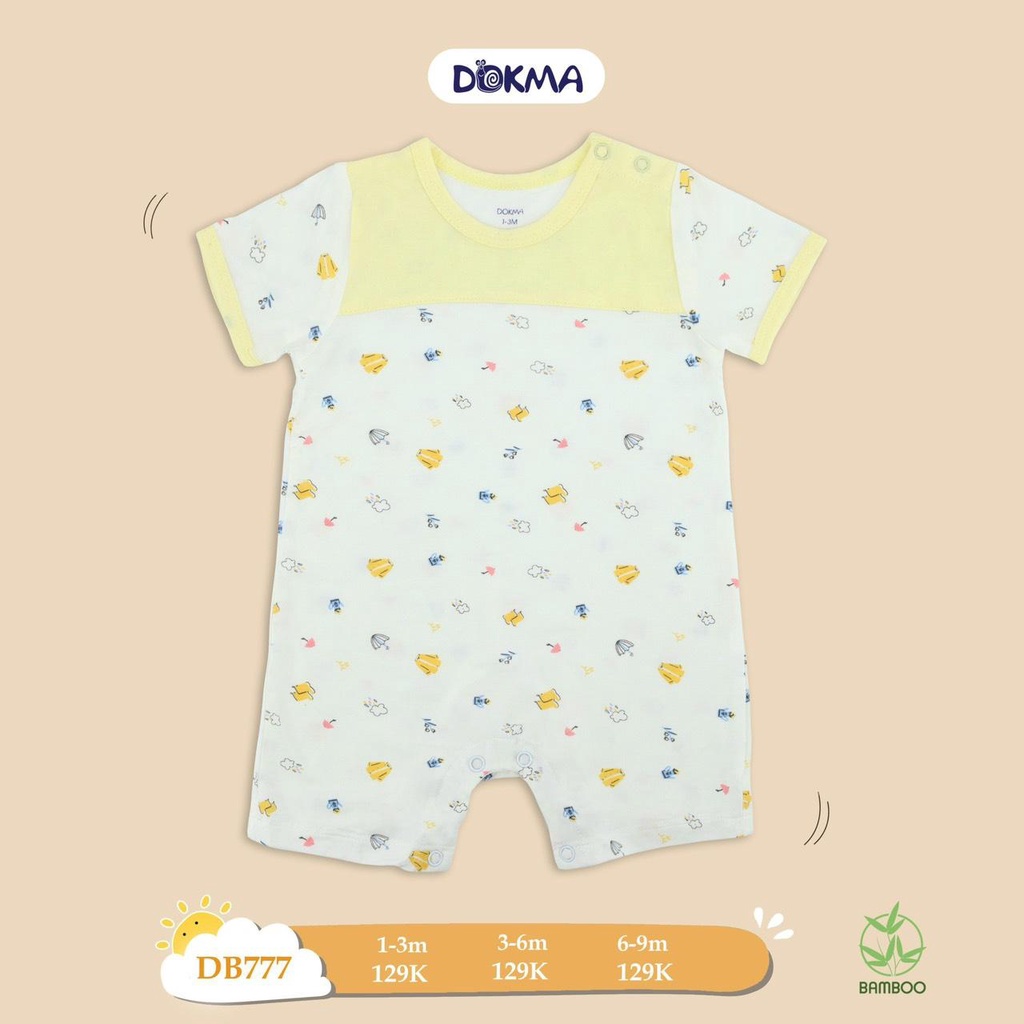 Bộ liền thân cho bé sơ sinh chất liệu sợi tre cao cấp hiệu Dokma size 1 - 9M  Tiệm Nhà Sóc