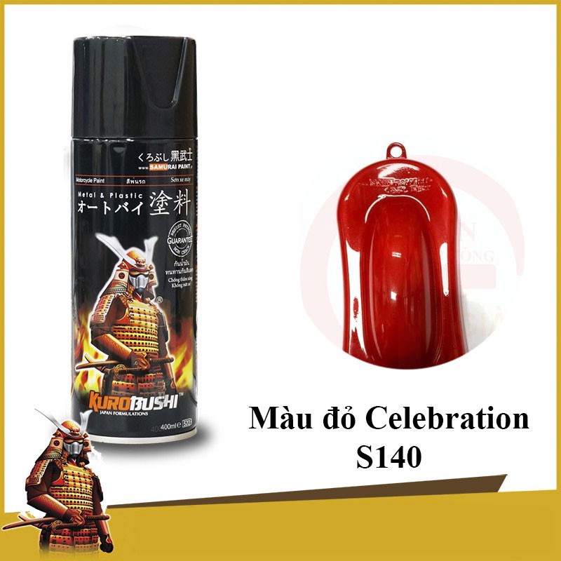 Sơn Samurai màu đỏ celebration S140 chính hãng, sơn xịt dàn áo xe máy chịu nhiệt, chống nứt nẻ, kháng xăng