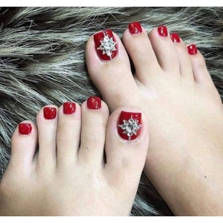 Sét 24 móng chân giả đính đá cao cấp kèm keo