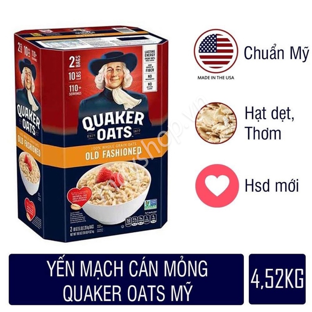 Yến Mạch Ông Già Quacker Mỹ Cán Dẹt 4.52kg