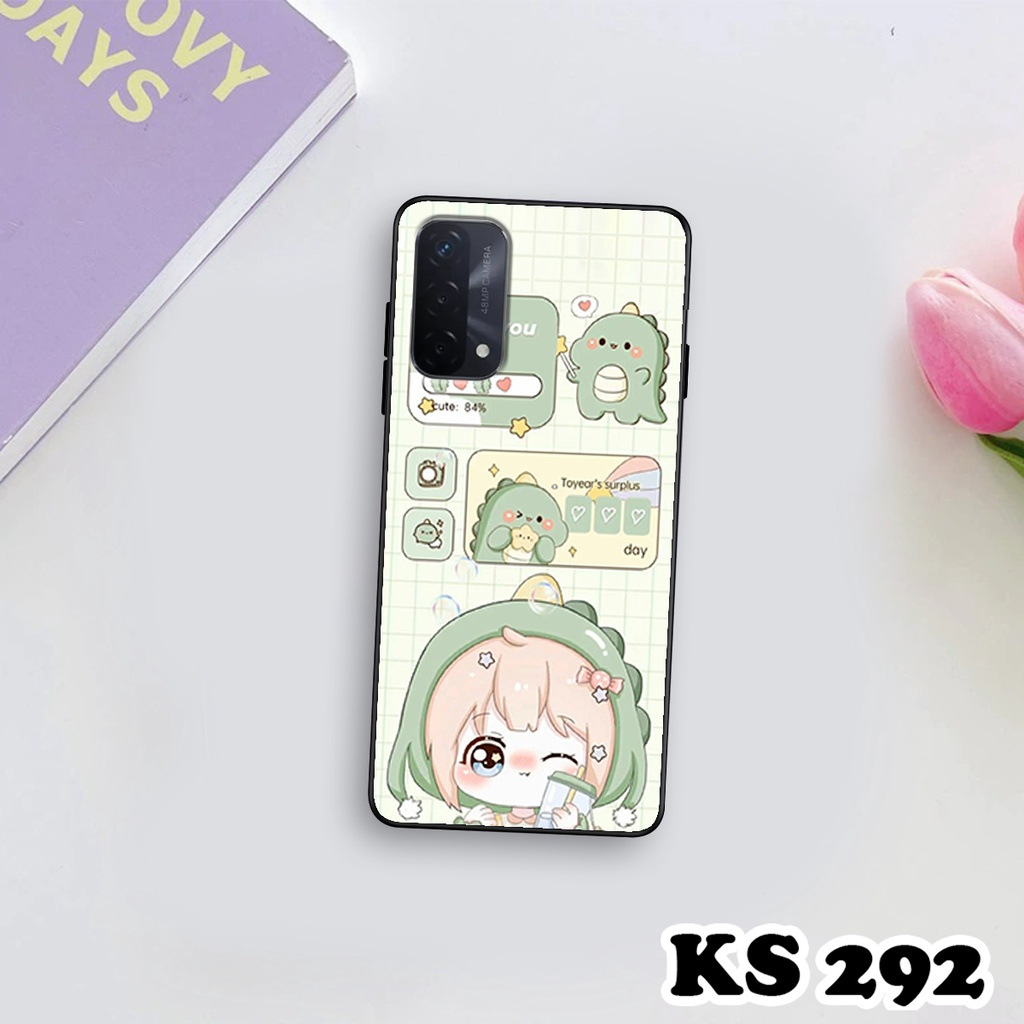 Ốp lưng Oppo A95 - Oppo A95 5G - Oppo A96 - Ốp in hình khủng long DinoCute - Lưng nhám viền TPU