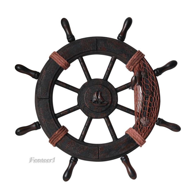 Vô lăng tàu cướp biển 32x32cm bằng gỗ treo tường trang trí