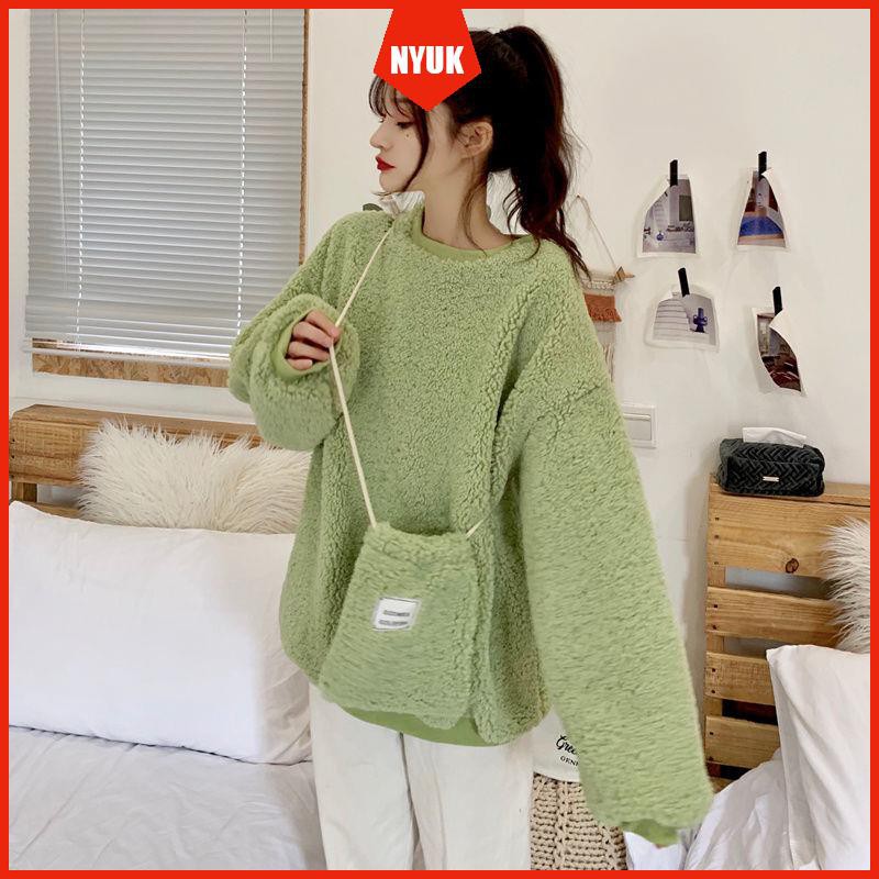 Áo Khoác Len Lông Cừu Dày Dáng Rộng Kiểu Hàn Quốc Dễ Phối Đồ | BigBuy360 - bigbuy360.vn