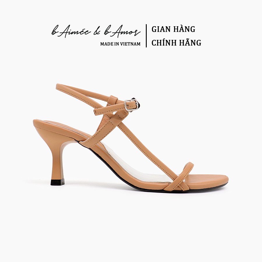 Sandal Cao Gót Nữ bAimée &amp; bAmor Quai Mảnh Quai Hậu Mũi Tròn Gót Nhọn Chính Hãng Cao Cấp - MS1587