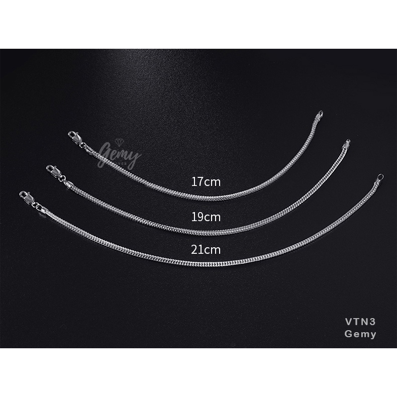 Vòng tay nam bạc lắc mắt xích trơn nhiều size đơn giản basic | GEMY SILVER VTN3