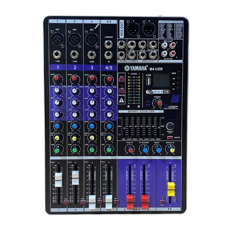 Bàn trộn Mixer Yamaha M4 USB, Bluetooth, 99 hiệu ứng, Hát Nâng Tiếng Đỉnh cao, hỗ trợ Livestream, Karaoke, Loa kéo,..