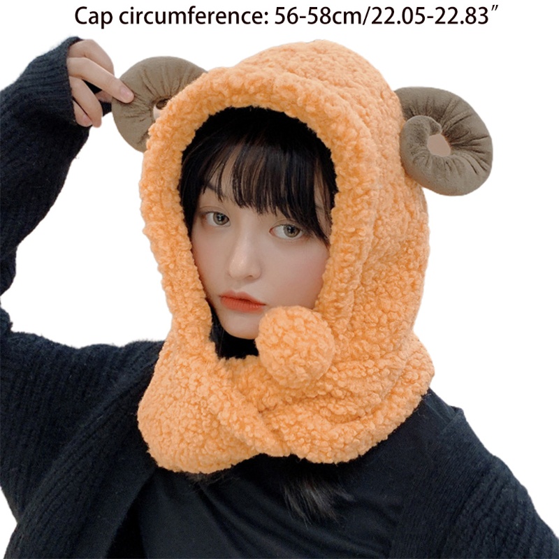 Mũ Trùm Đầu Kèm Khăn Choàng Lông Nhung Dễ Thương Xinh Xắn