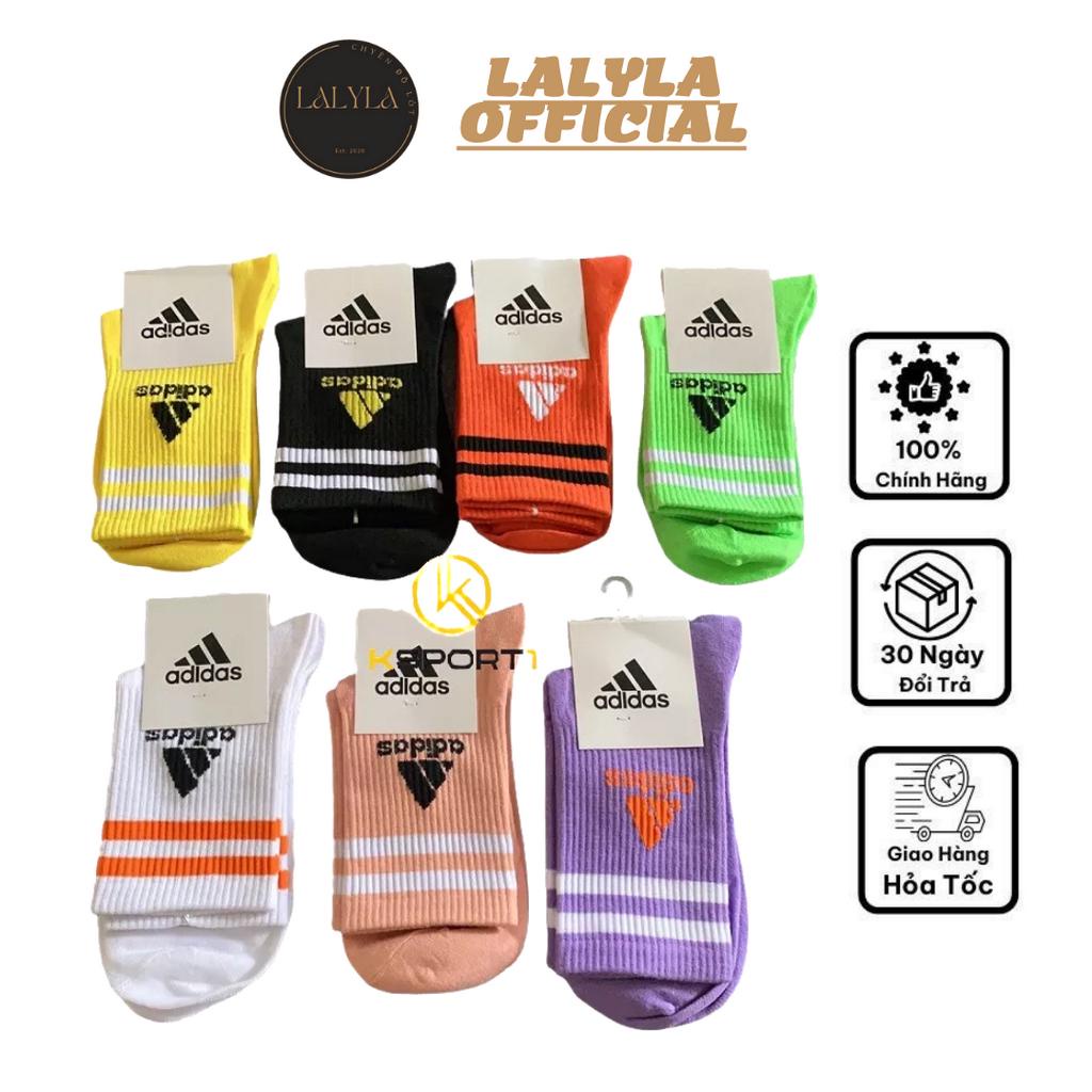 Tất Thể Thao Nam Nữ Cổ Cao, Vớ Thể Thao Adida Dệt Coton Thoáng Khí Hạn Chế Mồ Hôi Thời Trang Cao Cấp LaLyLa