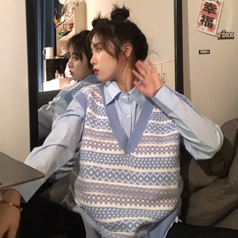 Áo Khoác Không Tay Cổ Chữ V Dáng Rộng Thời Trang Hàn Quốc