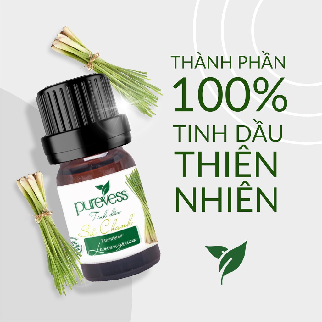 Tinh dầu Sả Chanh giúp thư giãn và đuổi muỗi PUREVESS 10ml