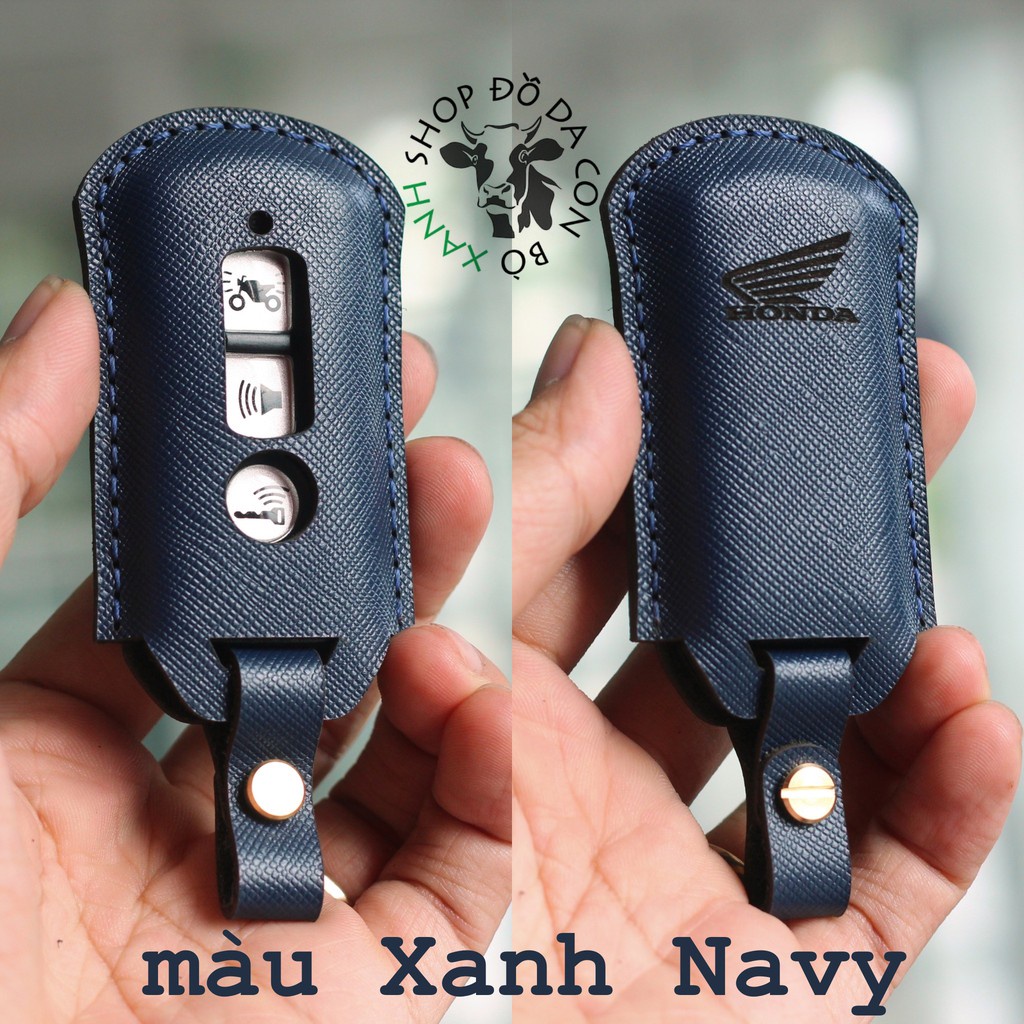 [Xanh navy] Bao Da Chìa Khóa Honda SH, PCX, SH Mode, Cub 125, Adv handmade da thật