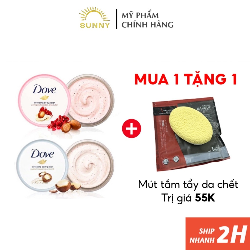 Tẩy da chết Dove Exfoliating Body Polish nội địa Đức dưỡng trắng, sáng da, tẩy tế bào chết body