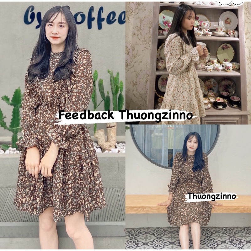 Váy hoa nhí Chiffon cao cấp kiểu dáng vintage Hàng Quảng Châu loại đẹp- Đầm ulzzang lụa Đẹp