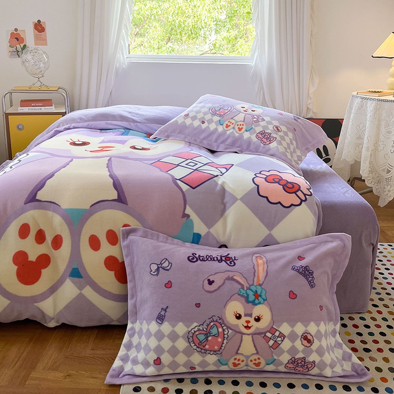 Bộ chăn ga gối nỉ DISNEY cao cấp loại 1, Chất nỉ mềm mịn an toàn cho da, không xổ lông, làm ấm nhanh sẵn hàng