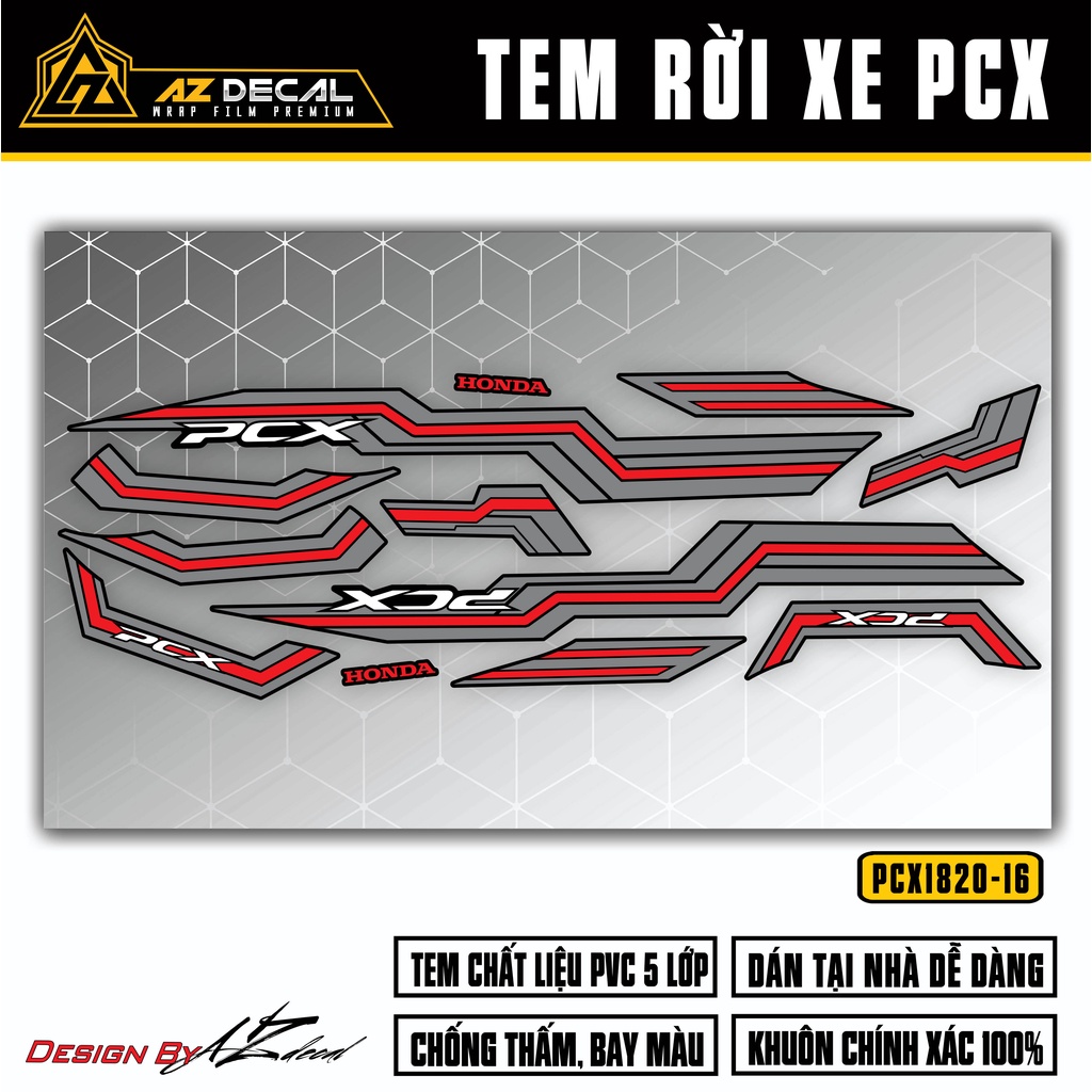 Tem Rời PCX 2014 - 2020 Thiết Kế Thời Thượng | PCX-16 | Decal Chế Dán Xe Máy PCX 125 150 160 Chống Nước Bền Màu