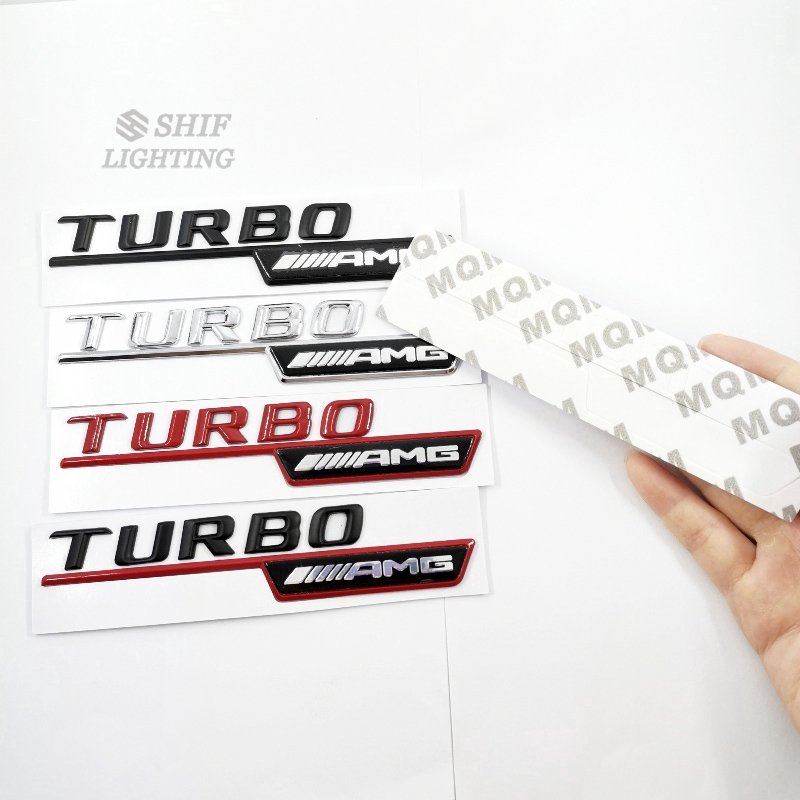 2 x Metal AMG TURBO Letter Logo Car Auto Decorative Emblem Badge Sticker Decal For Mercedes Benz AMG
