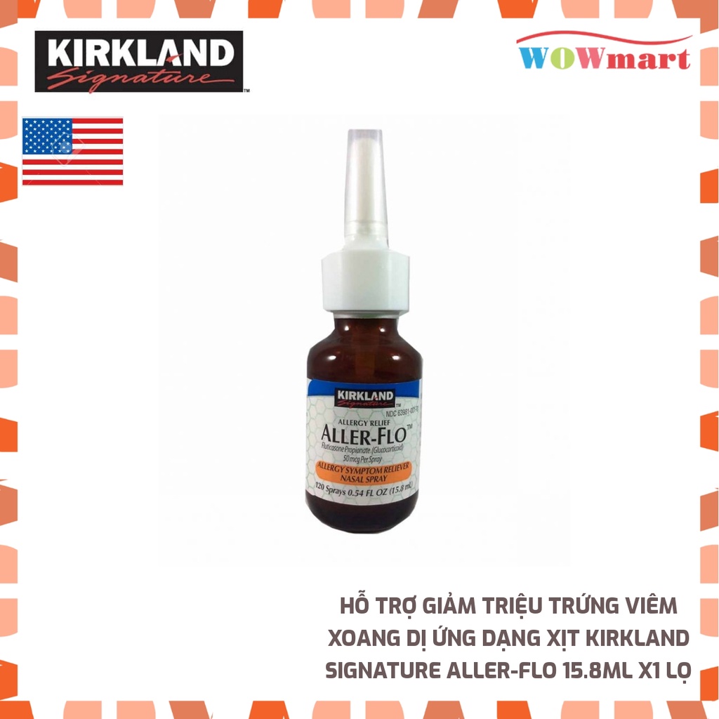 Hỗ trợ giảm triệu chứng viêm xoang dị ứng dạng xịt Kirkland Signature Aller-Flo 15.8ml x1 lọ