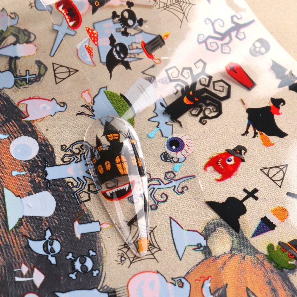JUNE Set 10 Sticker Dán Móng Hình Xăm Hoạt Hình Phong Cách Halloween