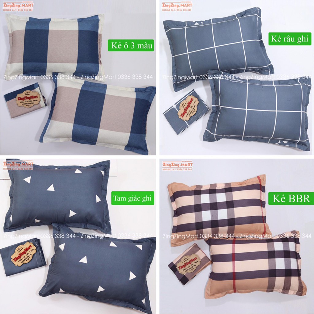 [XẢ HÀNG] Combo 2 vỏ gối nằm,Vỏ gối nằm chất poly cotton Mẫu Kẻ Burberry (Chát chọn thêm mẫu) | BigBuy360 - bigbuy360.vn