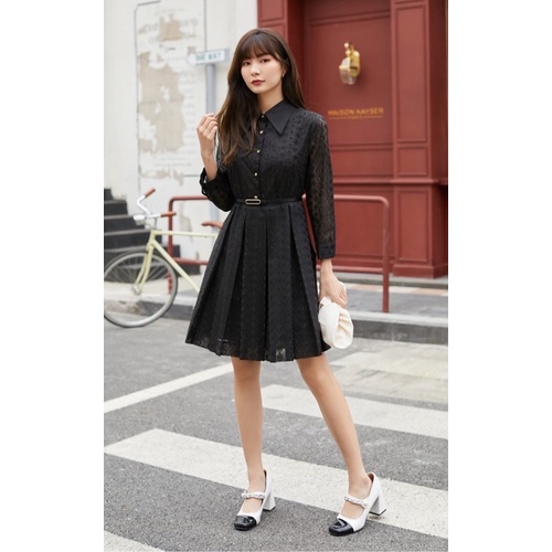 Đầm sơ mi thêu cổ bẻ xếp ly Vero Moda