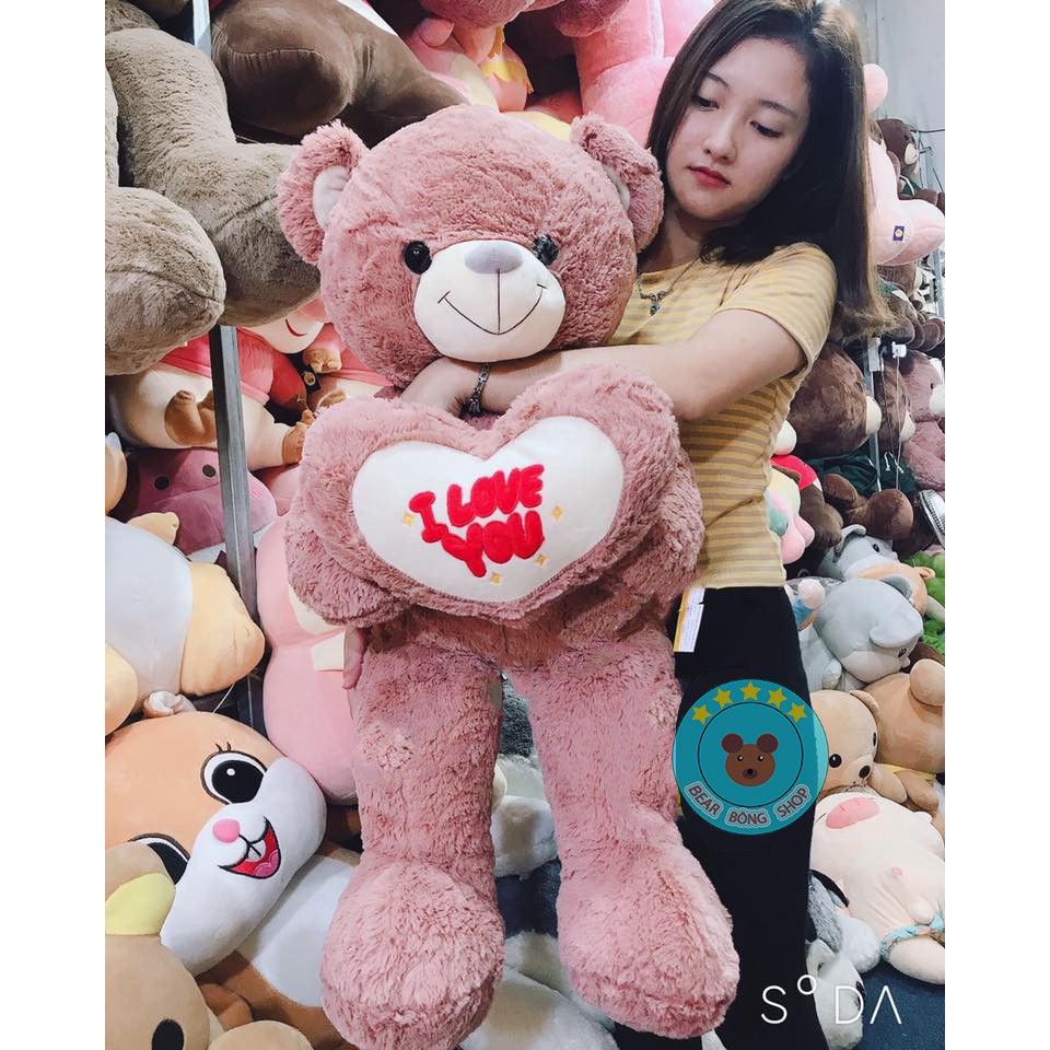Gấu bông Teddy ôm tim màu tím - Gấu Teddy - Thú nhồi bông - Hàng cao cấp