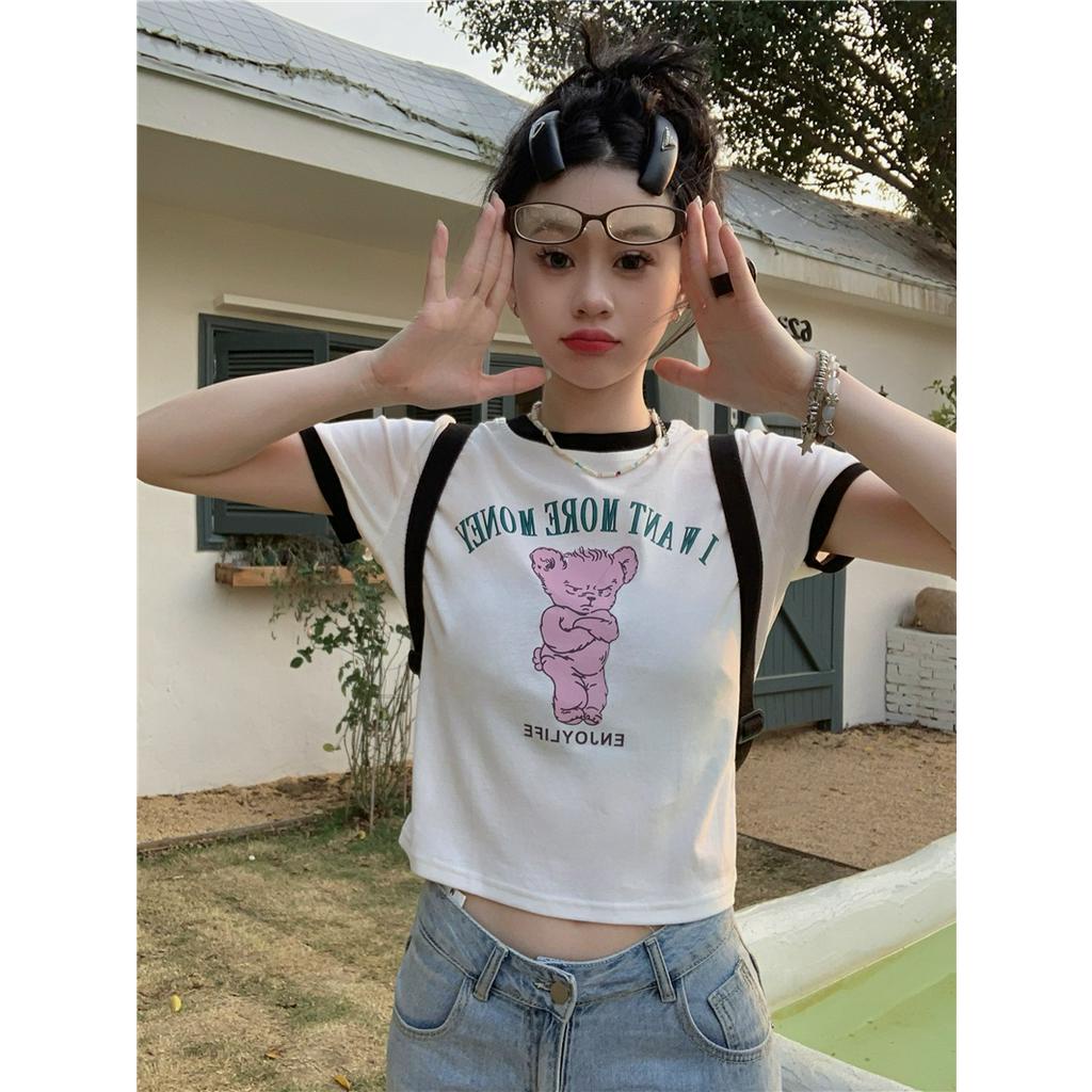 Áo Thun Ngắn Tay In Hình Gấu Vui Nhộn Dễ Thương 61791