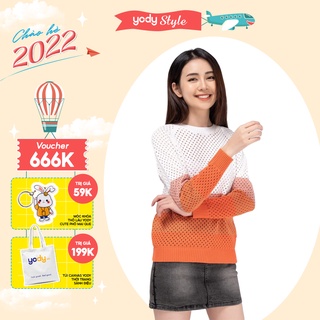 Áo len nữ lỗ phối kẻ yody trang nhã và thanh lịch aln3074