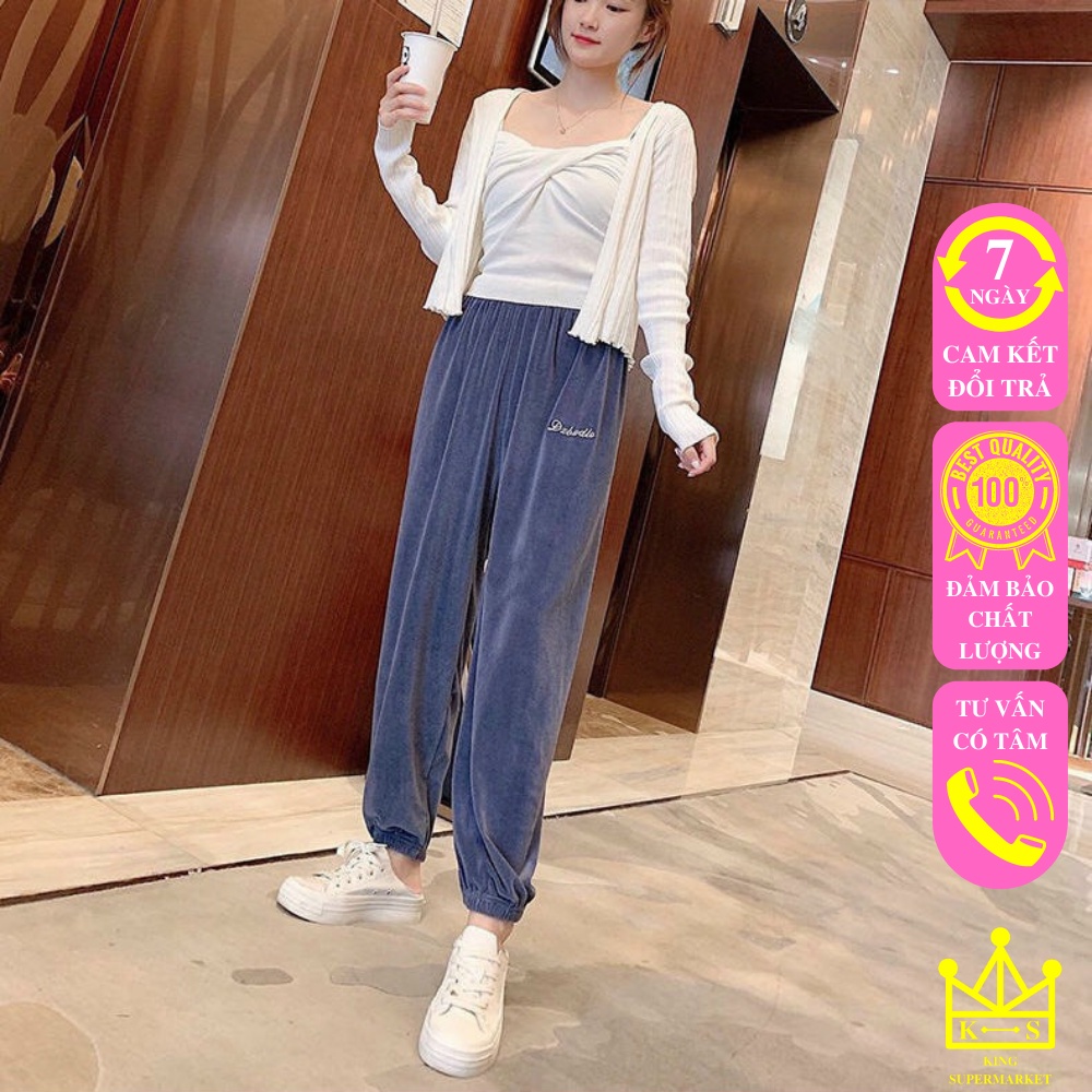 Quần Nhung Ống Rộng Hàng Quảng Châu Bo Gấu Co Giãn Siêu Mềm Mã 1720