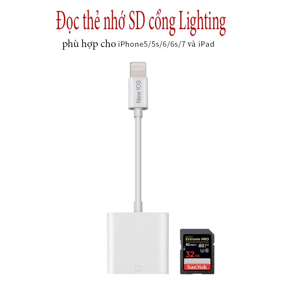 [Freeship toàn quốc từ 50k] Thiết bị đọc thẻ nhớ SD cho iphone ipad cổng lighting